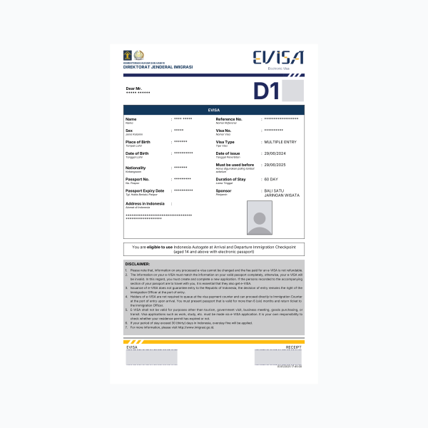 Multiple Entry Tourism Visa (D1)