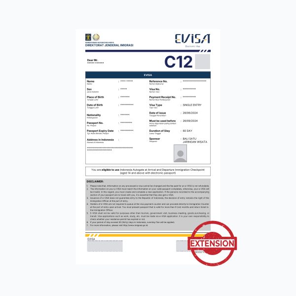 Single Entry Pre Investment Visa (C12) Extension