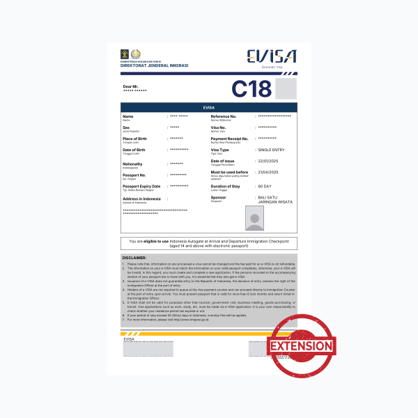 Single Entry Work Trial Visa (C18) Extension