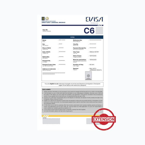 Single Entry Social Activity Visa (C6) Extension