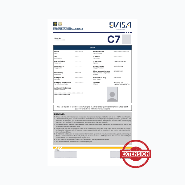 Single Entry Art & Cultural Performance Visa (C7) Extension