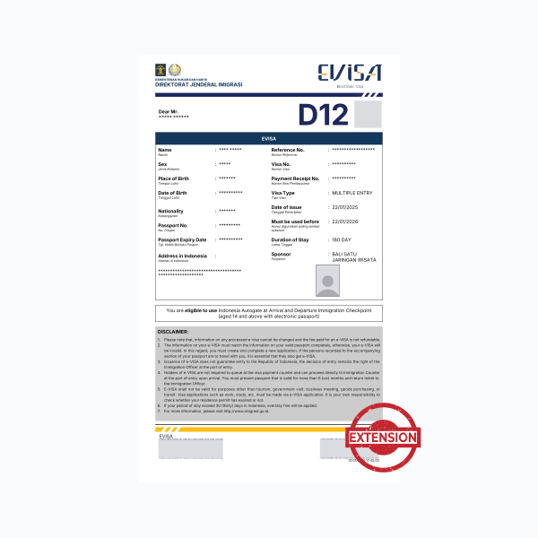 Multiple Entry Pre Investment Visa (D12) Extension